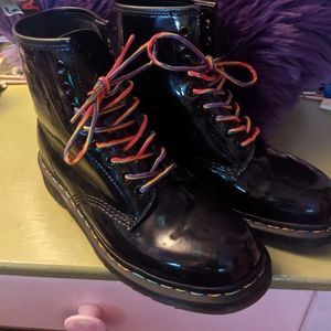 1460 RAINBOW PATENT LACE UP BOOTS